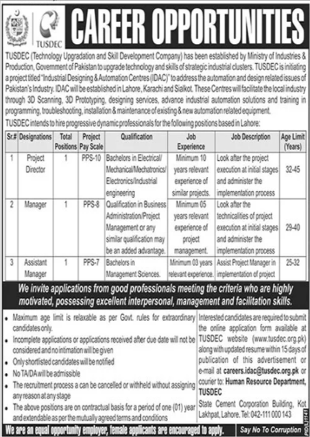 Employment at a Technology Upgrading & Skill Development Company 2024